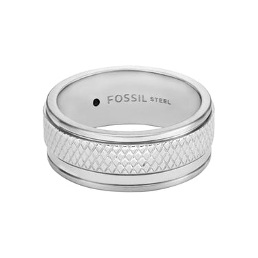 Fossil - Bague Knox Knurled Texture en Acier inoxydable, Pour Homme, JF04768040 im Sale